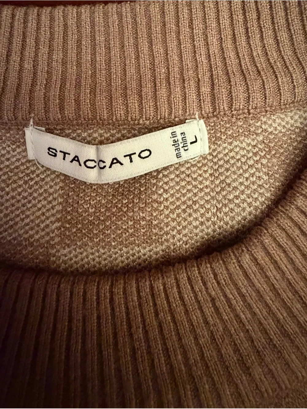 Staccato Cream and Brown Checker Crewneck Sweater